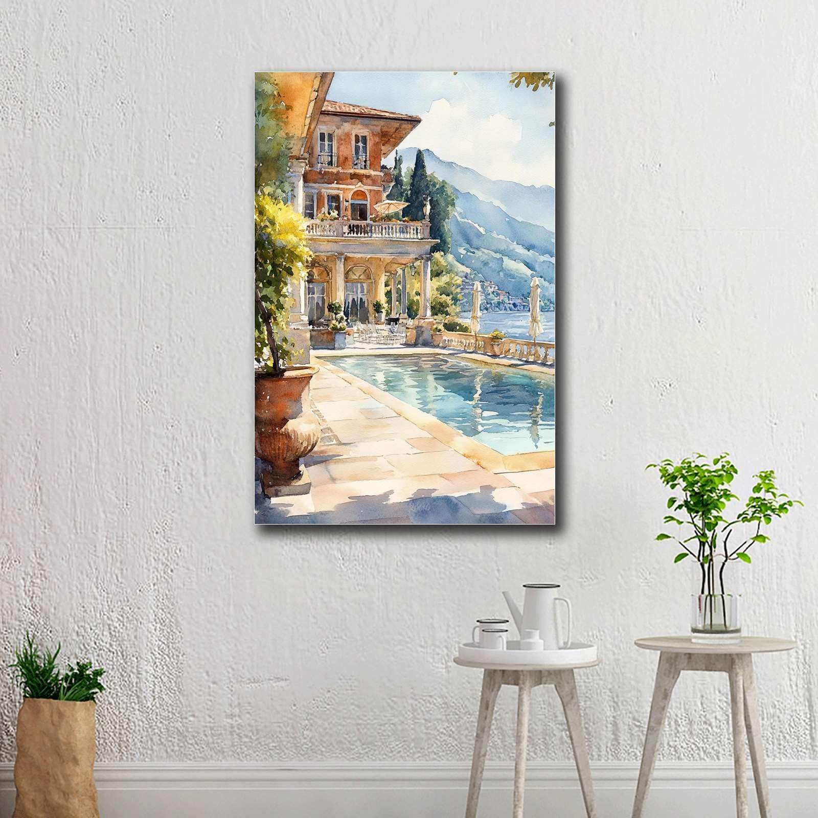 Amazon.com: YX Tide Canvas Art Poster Luxury Hotel Pool at Lake